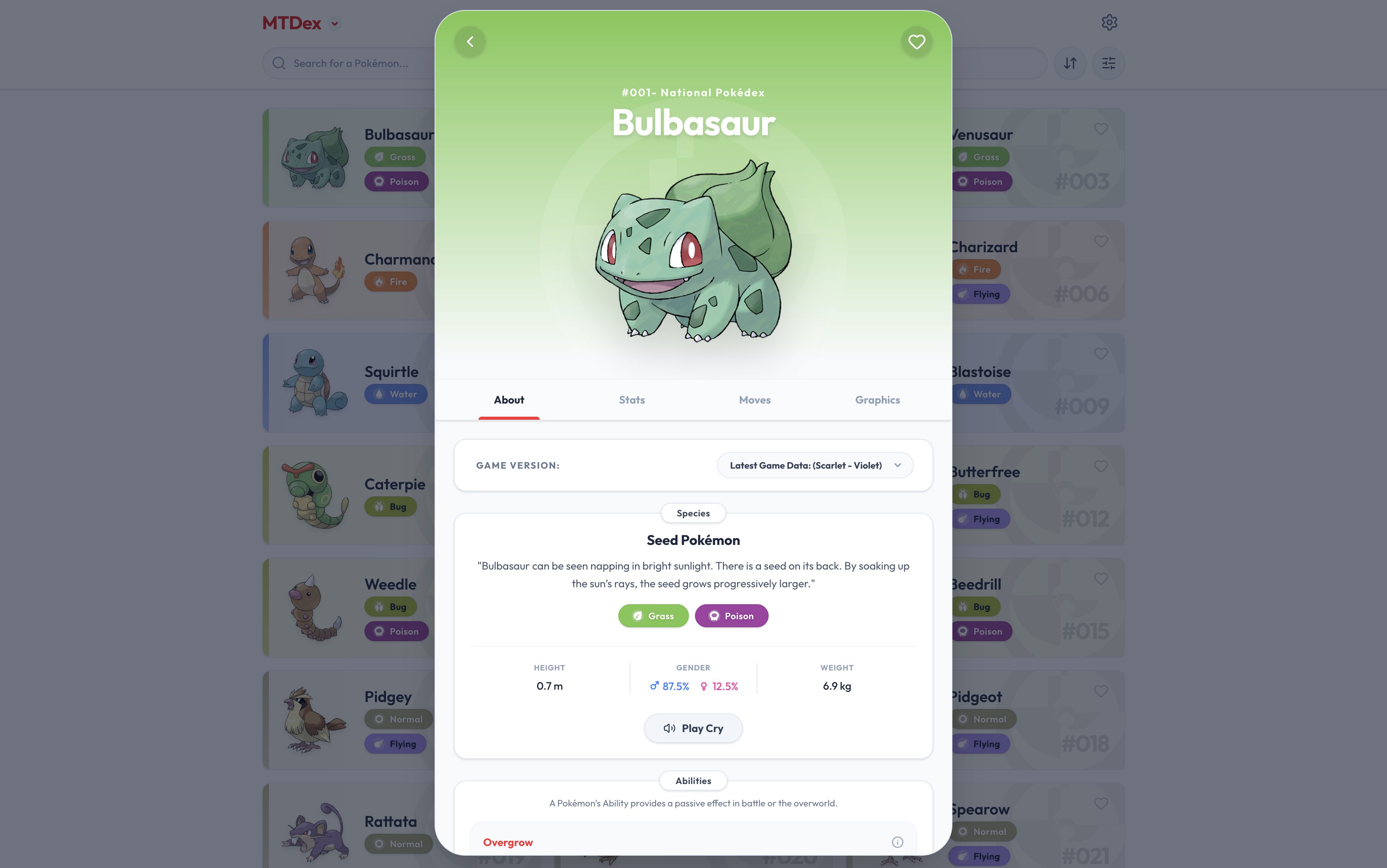MTDex - Pokémon Details Modal